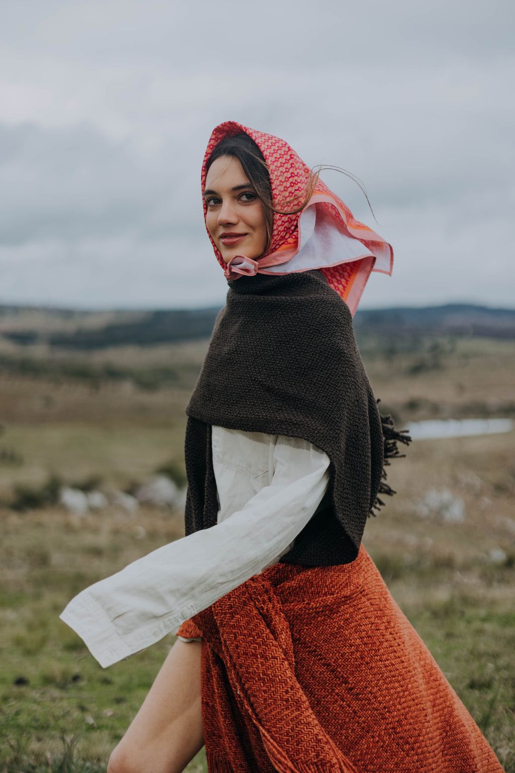 Ruana Rústica Gruesa Terracota