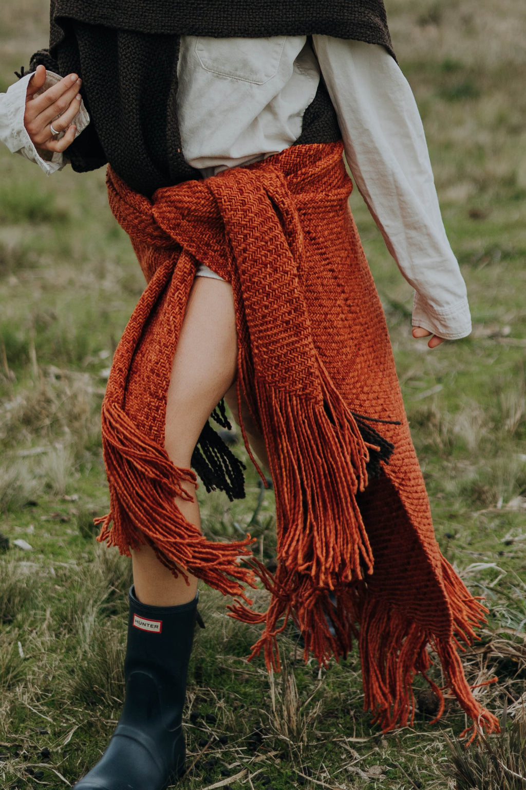 Ruana Rústica Gruesa Terracota