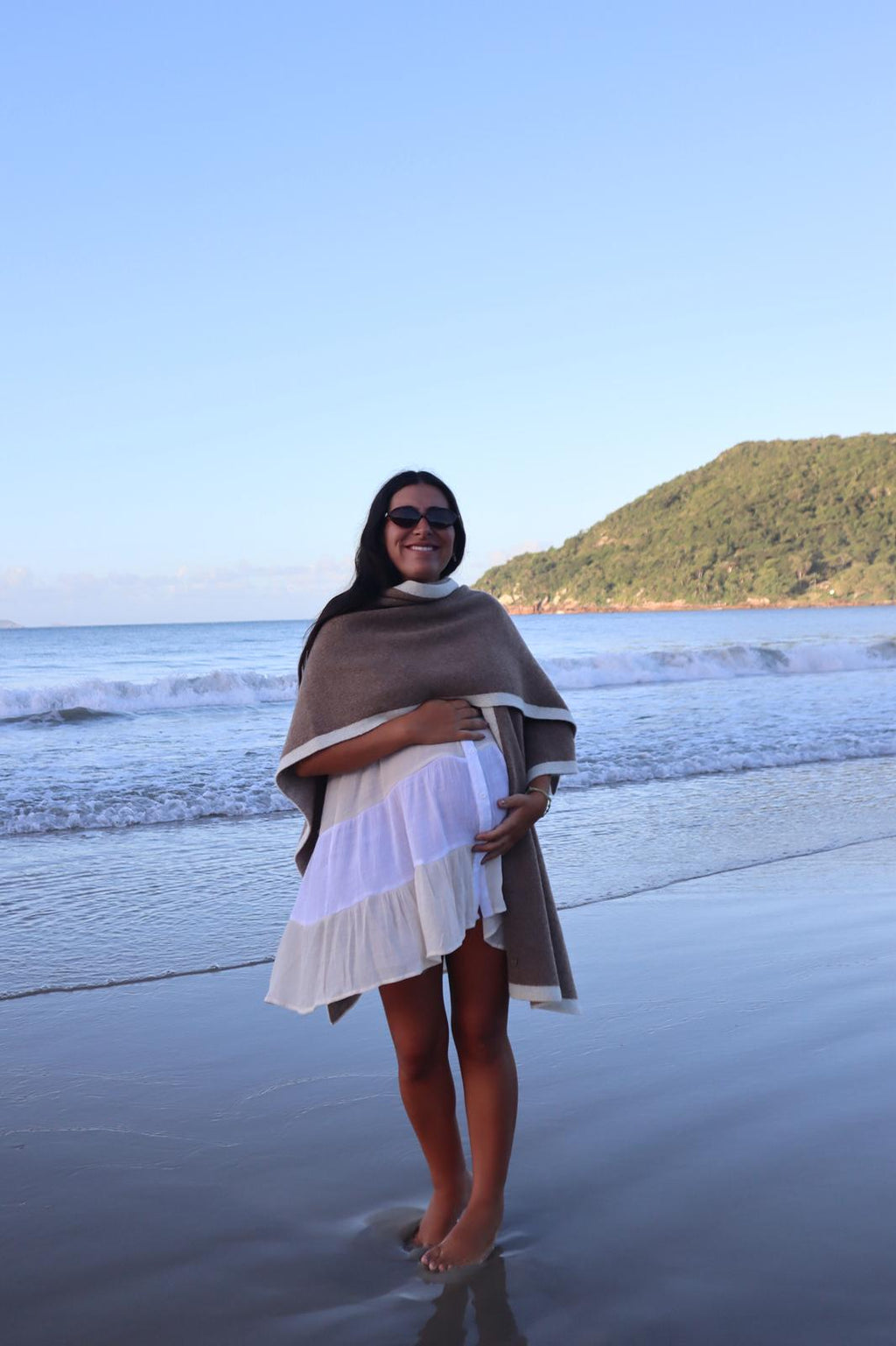 Ruana Civeta Camel con beige