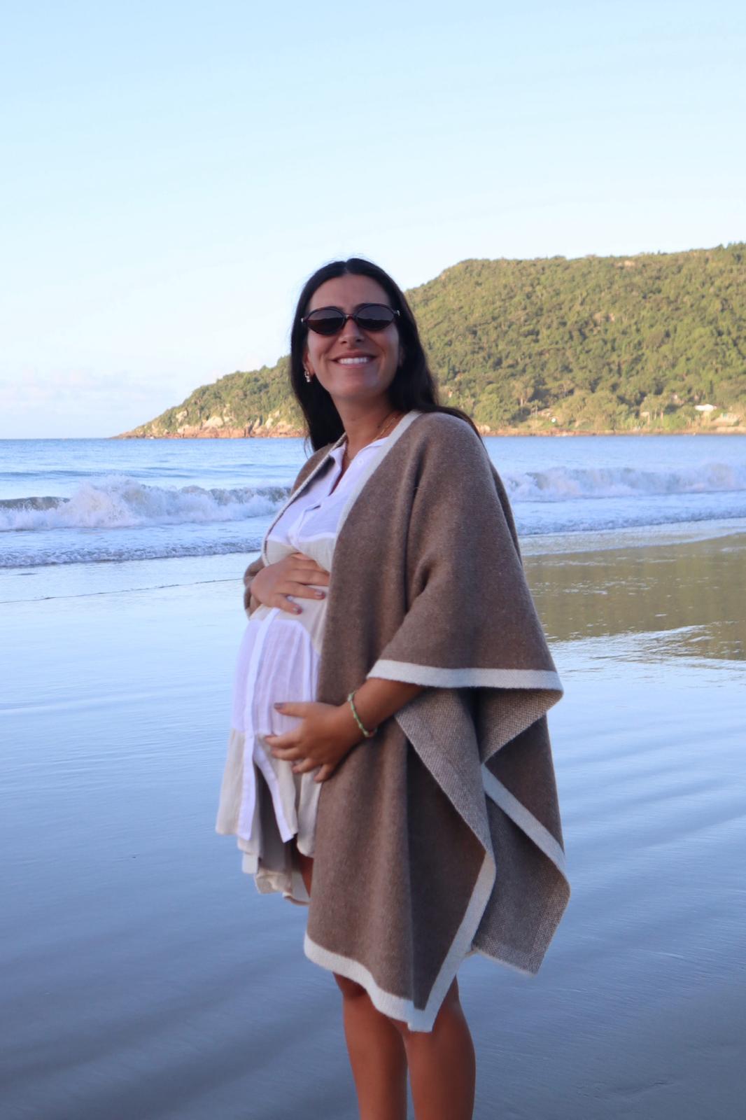 Ruana Civeta Camel con beige
